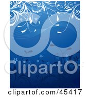 Poster, Art Print Of Background Of Blue And White Flowers And Waves