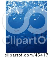 Royalty Free RF Clipart Illustration Of A Background Of Blue And White Flowers And Waves