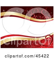 White And Gold Tex Banner Waving Over A Red Background With Hearts