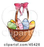 Poster, Art Print Of Basket Of Chicken Eggs Colored For Easter