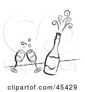 Royalty Free RF Clipart Illustration Of A Bursting Bubble Of Champagne With Two Toasting Glasses by TA Images #COLLC45429-0125