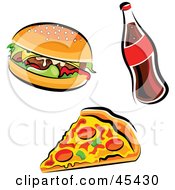 Poster, Art Print Of Digital Collage Of A Soda Burger And Pizza Slice