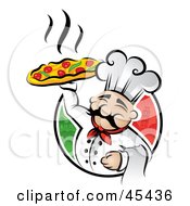 Royalty Free RF Clipart Illustration Of A Happy Chef Proudly Displaying A Hot Pizza Pie