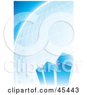 Royalty Free RF Clipart Illustration Of A Blue Bar Graph With Bubbles Over A Grid Globe
