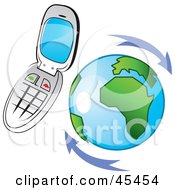 Poster, Art Print Of Flip Cell Phone Hovering Around Planet Earth