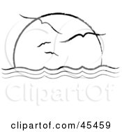 Royalty Free RF Clipart Illustration Of A Flock Of Seagulls Flying Against The Horizon At Sea by TA Images #COLLC45459-0125
