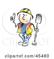 Royalty Free RF Clipart Illustration Of A Friendly Construction Worker Holding A Shovel And Giving The Thumbs Up by TA Images #COLLC45460-0125