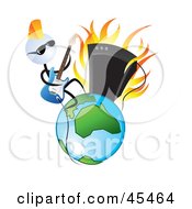 Royalty Free RF Clipart Illustration Of A Cool White Head Guitar Man Rocking On Earth
