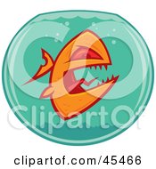 Royalty Free RF Clipart Illustration Of A Pissed Monster Goldfish Or Piranha In A Bowl
