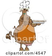 Cow Baker Holding A Freshly Baked Pie Clipart