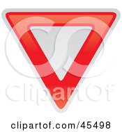 Royalty Free RF Clipart Illustration Of A Blank Red And White Yield Sign by John Schwegel