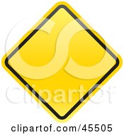 Blank Yellow Diamond Shaped Warning Sign With A Black Border