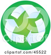 Royalty Free RF Clipart Illustration Of Solid White Recycle Arrows Over A Green Circle