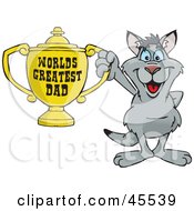 Poster, Art Print Of Kangaroo Character Holding A Golden Worlds Greatest Dad Trophy