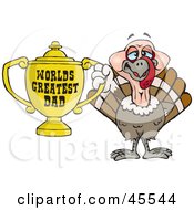 Poster, Art Print Of Turkey Bird Character Holding A Golden Worlds Greatest Dad Trophy