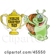 Poster, Art Print Of Snail Character Holding A Golden Worlds Greatest Dad Trophy