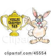Poster, Art Print Of Rabbit Character Holding A Golden Worlds Greatest Dad Trophy