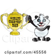Poster, Art Print Of Giant Panda Character Holding A Golden Worlds Greatest Dad Trophy