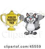 Skunk Character Holding A Golden Worlds Greatest Dad Trophy