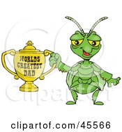 Poster, Art Print Of Praying Mantis Character Holding A Golden Worlds Greatest Dad Trophy