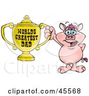 Poster, Art Print Of Pig Character Holding A Golden Worlds Greatest Dad Trophy