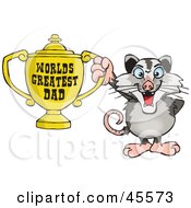 Opossum Character Holding A Golden Worlds Greatest Dad Trophy
