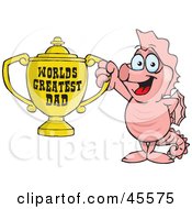 Poster, Art Print Of Seahorse Character Holding A Golden Worlds Greatest Dad Trophy