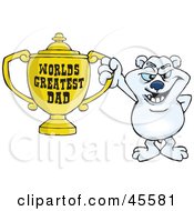 Poster, Art Print Of Polar Bear Character Holding A Golden Worlds Greatest Dad Trophy