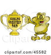 Toad Character Holding A Golden Worlds Greatest Dad Trophy