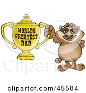 Poster, Art Print Of Sloth Character Holding A Golden Worlds Greatest Dad Trophy