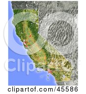 Royalty Free RF Clipart Illustration Of A Shaded Relief Map Of The State Of California by Michael Schmeling #COLLC45586-0128