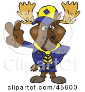 Royalty Free RF Clipart Illustration Of A Peaceful Scout Moose Smiling And Gesturing The Peace Sign by Dennis Holmes Designs