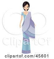 Royalty-Free Rf Clipart Illustration Of A Beautiful Bollywood Indian Woman In A Blue Dress With A Saree