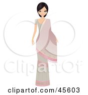 Royalty Free RF Clipart Illustration Of A Beautiful Bollywood Indian Woman In A Pink Dress With A Sari by Melisende Vector