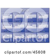 Poster, Art Print Of Horizontal Blue 2010 Yearly Calendar With Week Days Starting On Sunday