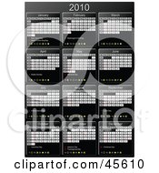 Poster, Art Print Of Vertical Black And White 2010 Yearly Calendar