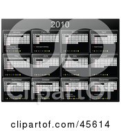 Royalty Free RF Clipart Illustration Of A Horizontal Black And White 2010 Yearly Calendar