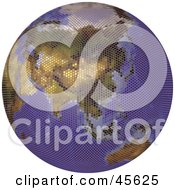 Royalty Free RF Clipart Illustration Of A Textured Globe Featuring Asia