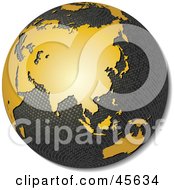 Royalty Free RF Clipart Illustration Of A 3d Textured Globe With Golden Continents Featuring Asia by Michael Schmeling #COLLC45634-0128