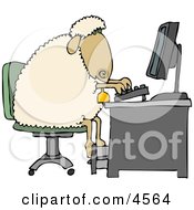 Anthropomorphic Sheep Typing On A Computer Keyboard