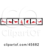 Poster, Art Print Of Slides Of Red Cat Silhouettes