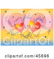 Poster, Art Print Of Me And You Love Hearts Growing On A Vine On A Gradient Background