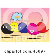 Group Of Colorful Hungry Tired Happy And Grumpy Baggy Characters