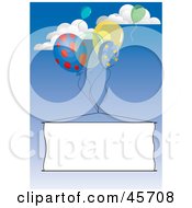 Poster, Art Print Of Publicity Party Balloons Floating A Blank Banner Through The Sky