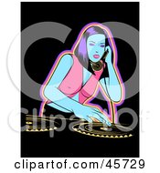 Royalty Free RF Clipart Illustration Of A Sexy Dj Woman Playing A Mix On A Turn Table