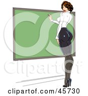 Sexy Pinup Female Teacher Wearing Tight Clothes And Writing On A Chalk Board