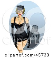 Sexy Pinup Widow Woman In A Tight Black Dress