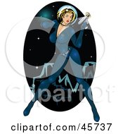 Poster, Art Print Of Sexy Pinup Woman In A Space Suit Holding A Ray Gun