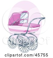 Royalty Free RF Clipart Illustration Of A Girls Pink Baby Stroller Or Pram