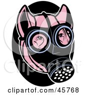 Poster, Art Print Of Pink Pig Wearing A Gas Mask On His Face